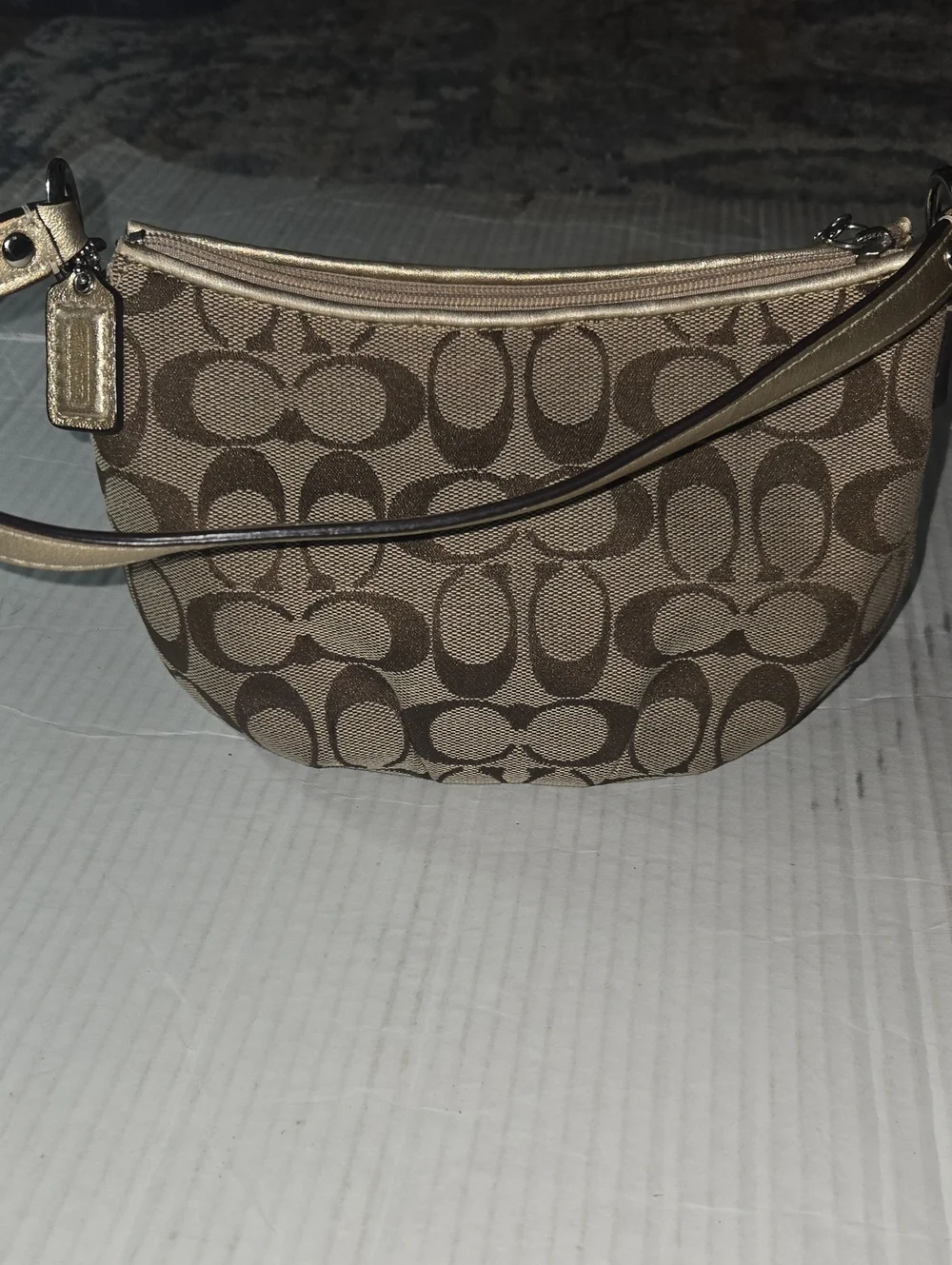 Coach Mini Shoulder Bag in Khaki and Brown
